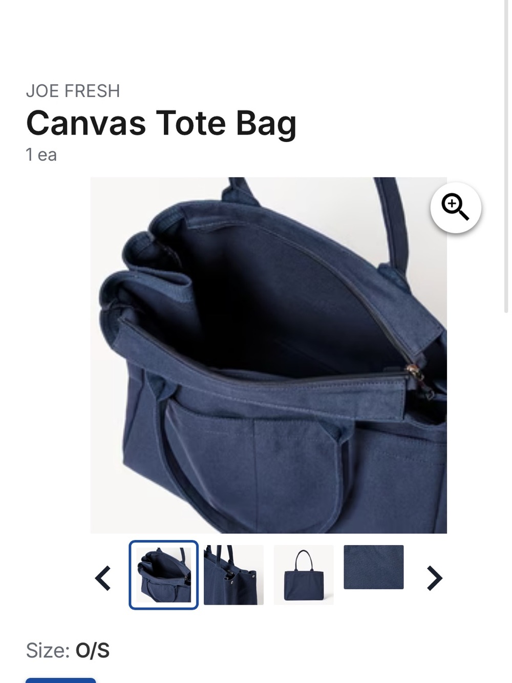Joe Fresh Navy Canvas Tote - Picture 2 of 4